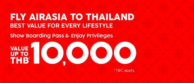 亚航新活动，凭亚航登机牌泰国内可享高达 10,000泰铢的折扣优惠