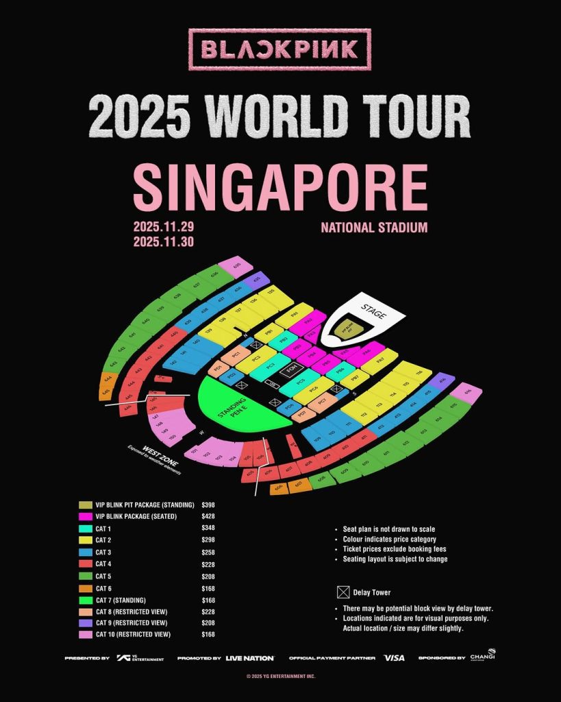BLACKPINK新加坡演唱会2025票价及座位图
