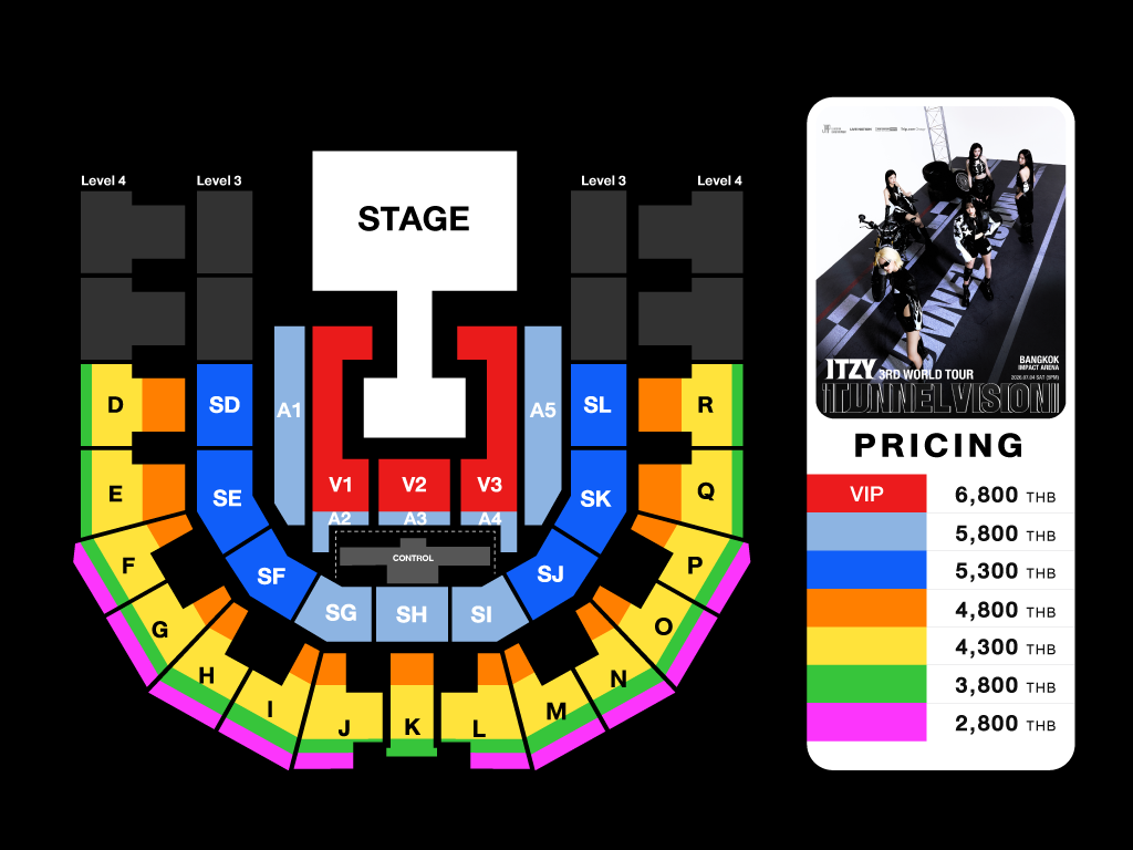ITZY泰国演唱会座位图